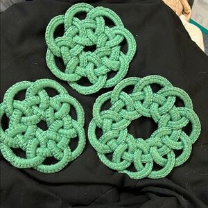 Green Woven Trivet Set